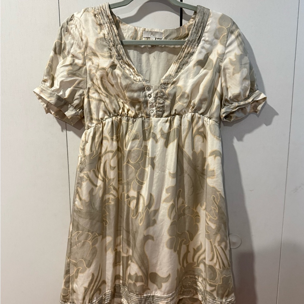 Joie Cream Dress with Gold Print